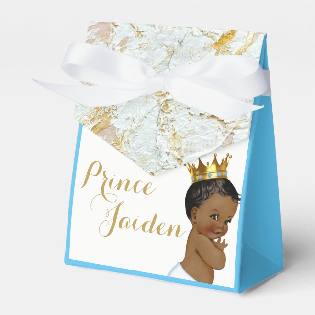African Prince Royal Blue|FANCY Baby Shower Tent Favour Box (Front Side)