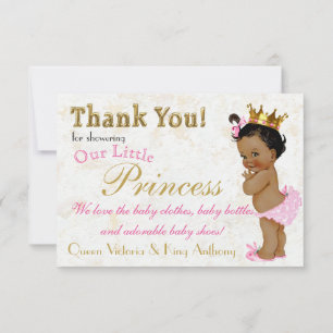 African Princess Elegant Pink Gold Thank You Cards