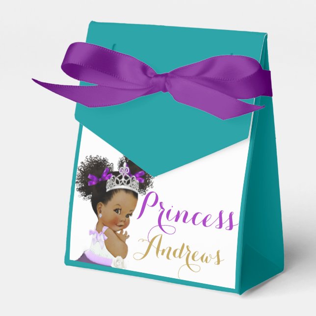 African Princess Royal Teal Purple & Gold Elegant Favour Box (Front Side)