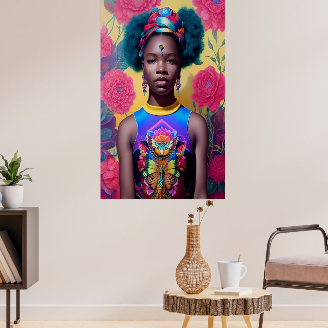 African princess with blue hair poster (Living Room 3)