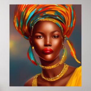 African princess woman 3 gold jewellery poster