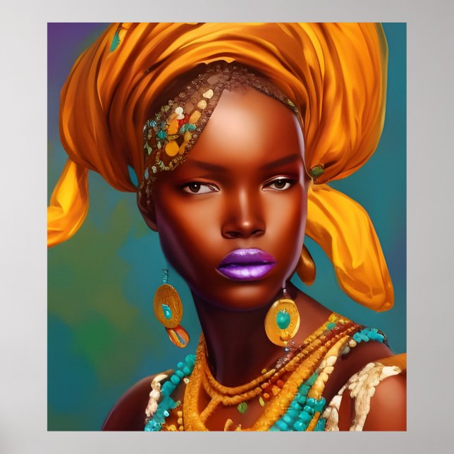 African princess woman gold jewellery poster (Front)