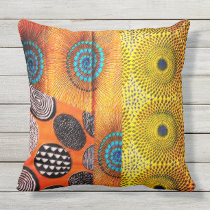 African Print Colour Blocking Cushion