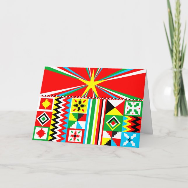 African Print Design Kente Cloth Tribal Pattern Holiday Card (Front)