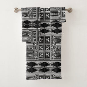 African Print Geometric tribal Pattern Bath Towel Set