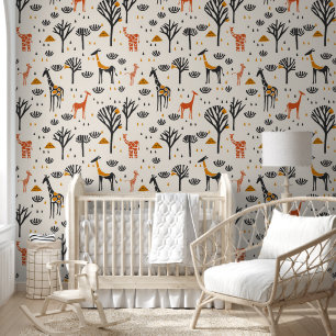 African Print Giraffes Wallpaper