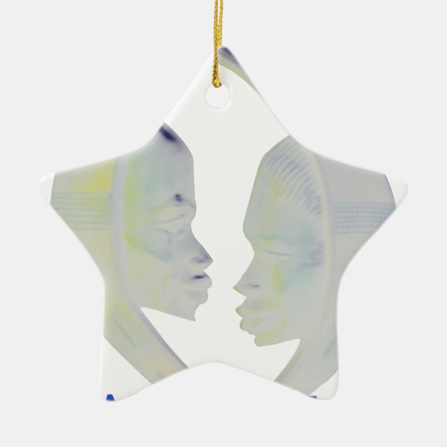 African Print Hakuna Matata Design Ceramic Ornament (Front)