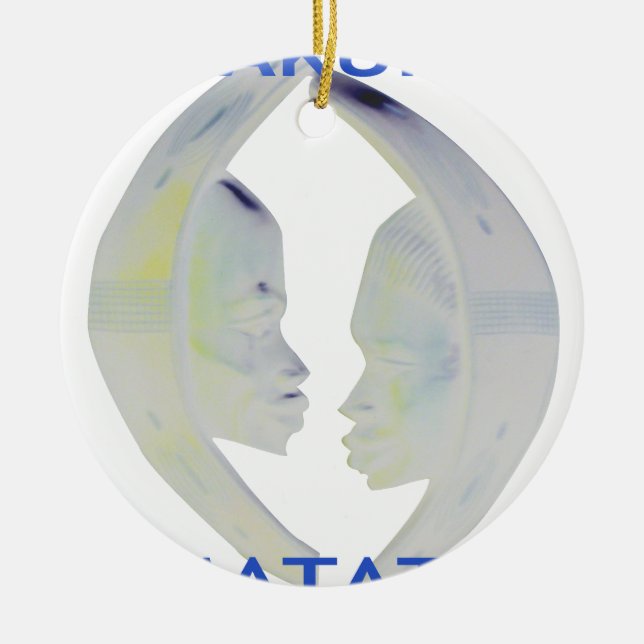 African Print Hakuna Matata Design Ceramic Ornament (Front)