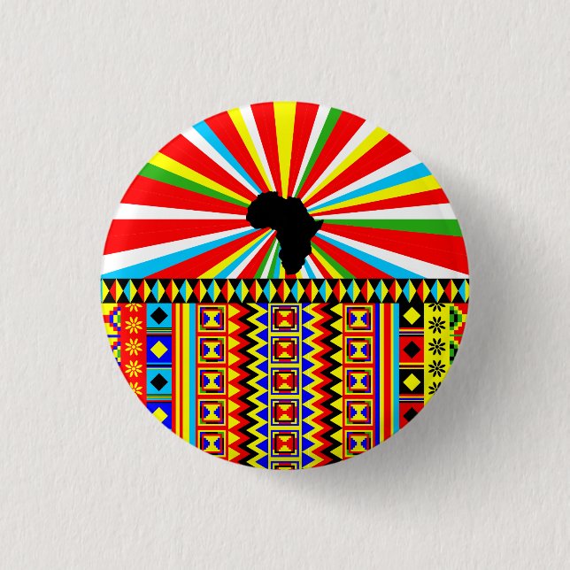 African Print Kente Cloth Tribal Pattern Ankara 3 Cm Round Badge (Front)