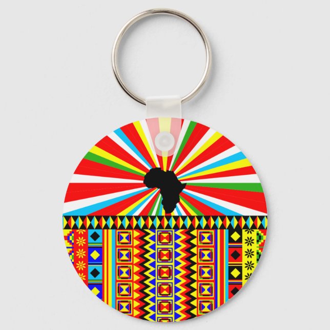 African Print Kente Cloth Tribal Pattern Ankara Key Ring (Front)