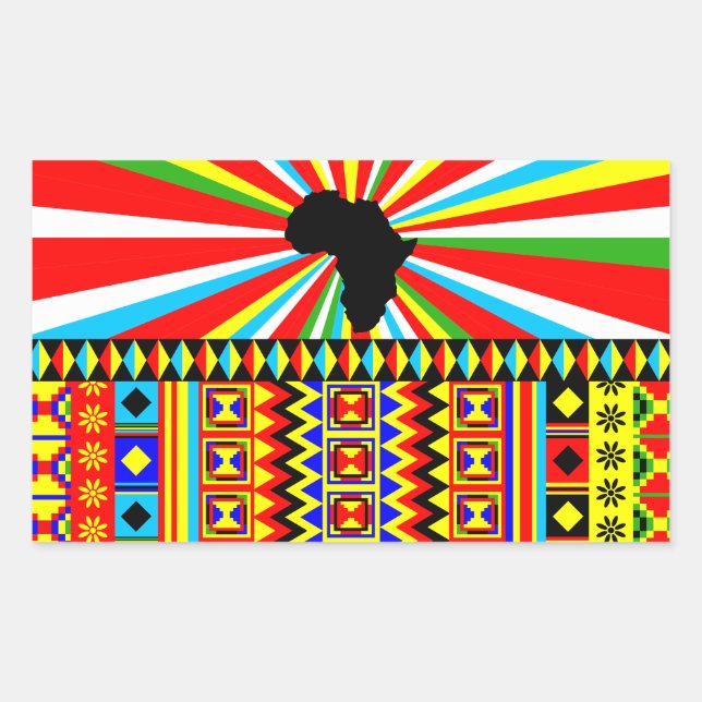 African Print Kente Cloth Tribal Pattern Ankara Rectangular Sticker (Front)