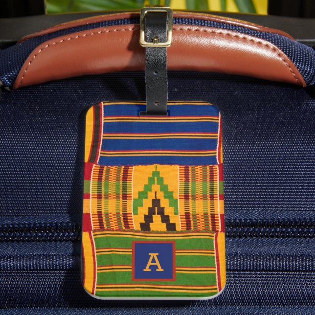 African Print Monogram Luggage Tag (Front Insitu 2)