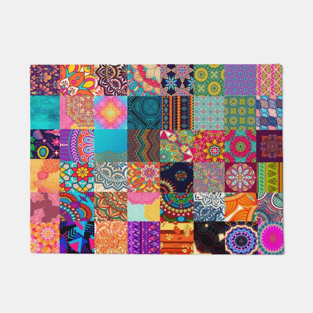 African Print Patchwork Colourful Doormat (Front)