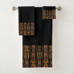 African Print Pattern Bath Towel Set