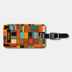 African Print Personalised Name Luggage Tag