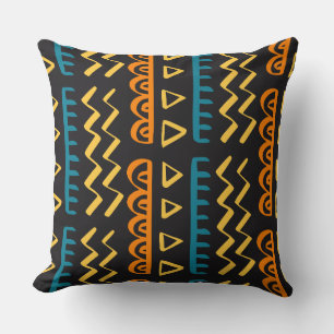 African Print Style Throw Pillow