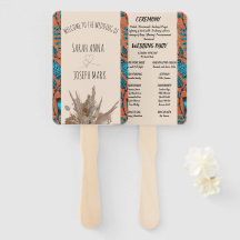AFRICAN PRINT WEDDING PROGRAM HAND FAN
