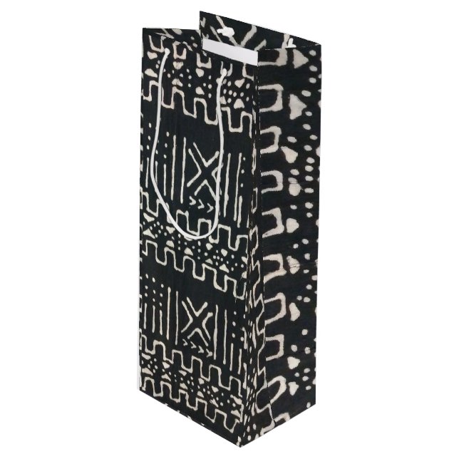 African Print Wine Gift Bag (Front Angled)