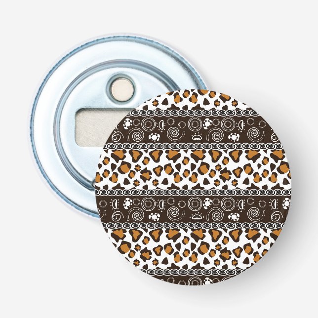 African print with cheetah skin pattern bottle opener (Front)