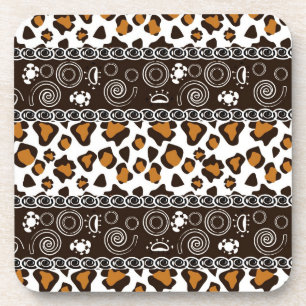 African print with cheetah skin pattern coaster