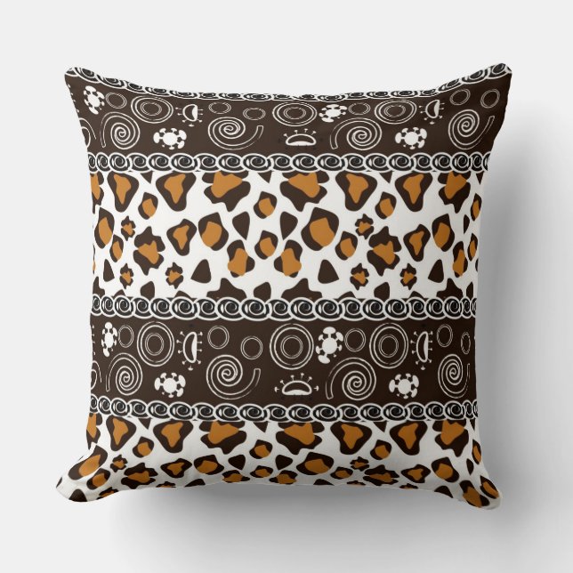 African print with cheetah skin pattern cushion (Front)