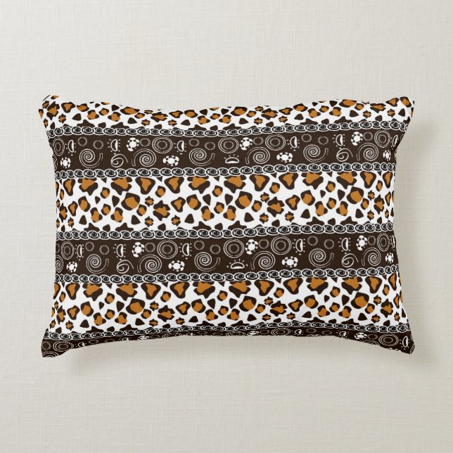 African print with cheetah skin pattern decorative cushion (Front)