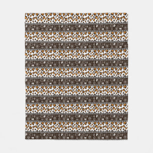 African print with cheetah skin pattern fleece blanket