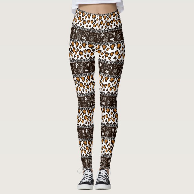 African print with cheetah skin pattern leggings (Front)