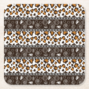 African print with cheetah skin pattern square paper coaster