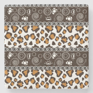 African print with cheetah skin pattern stone coaster