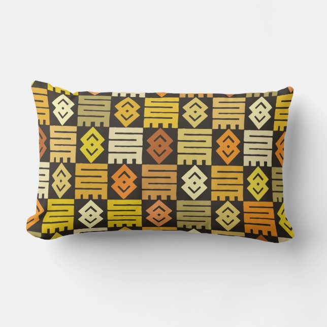 African print with meaningful Adinkra symbols Lumbar Cushion (Front)