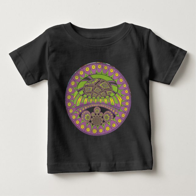 African Purple and Yellow Kaleidoscope Traditional Baby T-Shirt (Front)