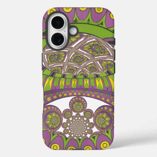 African Purple and Yellow Kaleidoscope Traditional Case-Mate iPhone Case (Back)