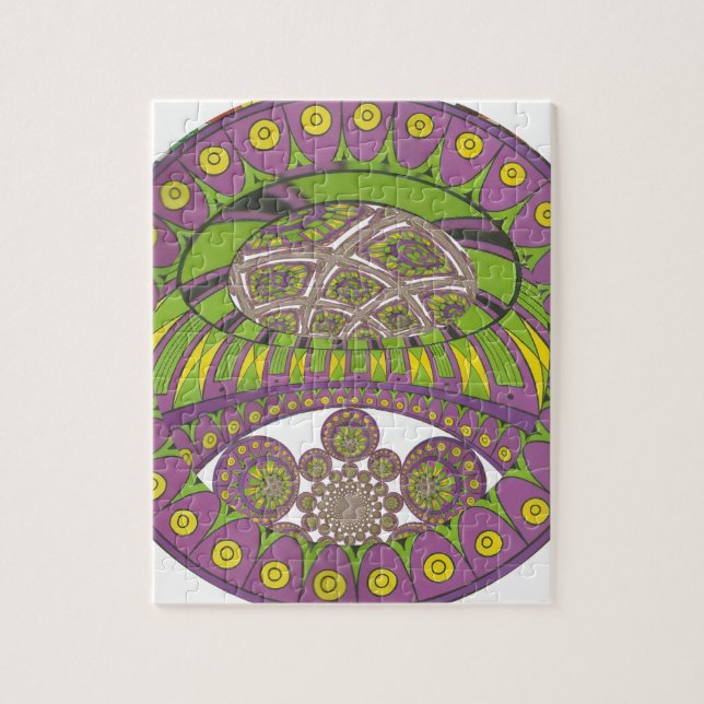 African Purple and Yellow Kaleidoscope Traditional Jigsaw Puzzle (Vertical)