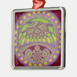 African Purple and Yellow Kaleidoscope Traditional Metal Ornament