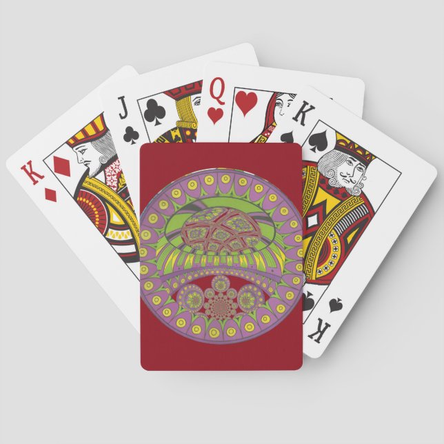 African Purple and Yellow Kaleidoscope Traditional Playing Cards (Back)