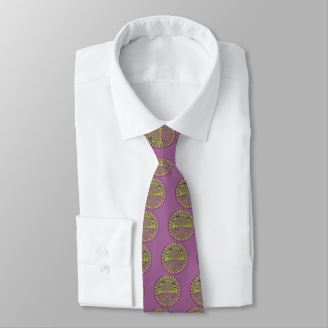 African Purple and Yellow Kaleidoscope Traditional Tie (Tied)