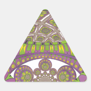 African Purple and Yellow Kaleidoscope Traditional Triangle Sticker