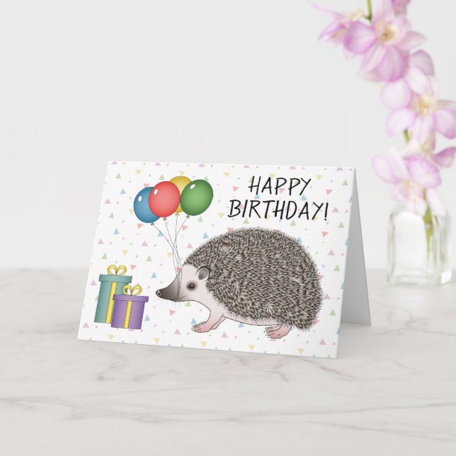 African Pygmy Hedgehog Animal - Happy Birthday Card (Orchid)