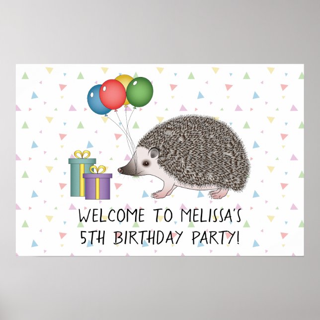 African Pygmy Hedgehog - Birthday Party Welcome Poster (Front)