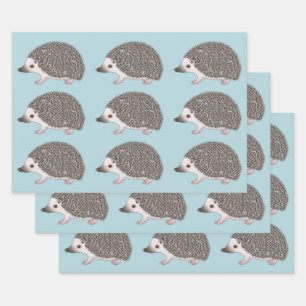 African Pygmy Hedgehog Cartoon Design Pattern Wrapping Paper Sheet
