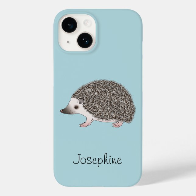African Pygmy Hedgehog Cartoon Design With A Name Case-Mate iPhone Case (Back)
