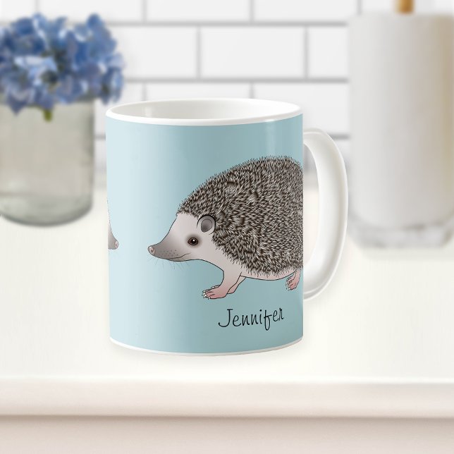 African Pygmy Hedgehog Cartoon Design With A Name Coffee Mug (Creator Uploaded)