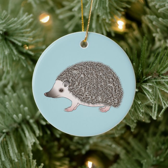 African Pygmy Hedgehog Cute Cartoon Illustration Ceramic Ornament (Tree)