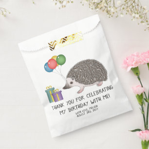 African Pygmy Hedgehog With Birthday Balloons Favour Bag