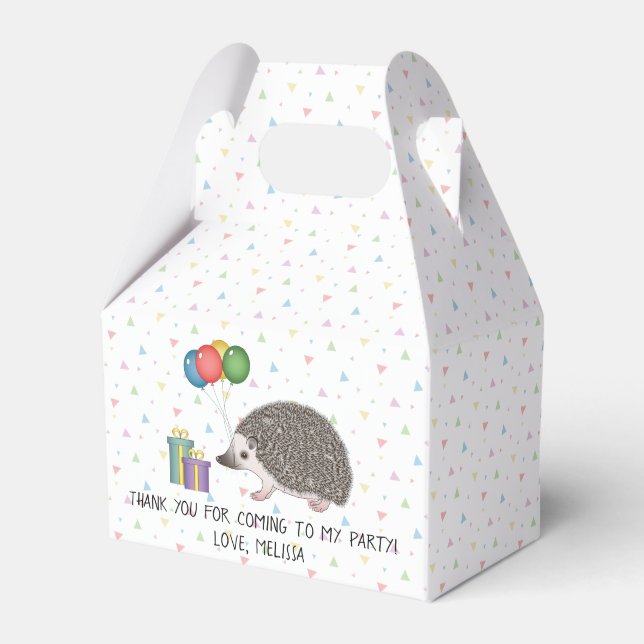 African Pygmy Hedgehog With Birthday Balloons Favour Box (Front Side)
