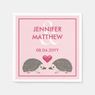 African Pygmy Hedgehogs With Pink Heart Wedding Napkin