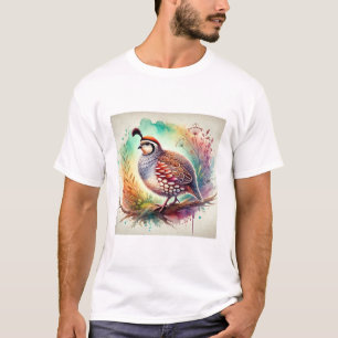 African Quail 130724AREF115 - Watercolor T-Shirt