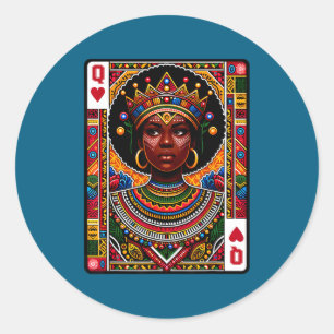 African queen card melanin black pride blm classic round sticker
