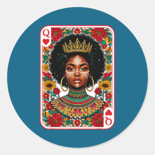 African queen card melanin black pride blm classic round sticker